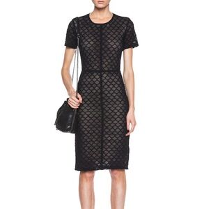 Raquel Allegra Black Mesh Midi Dress